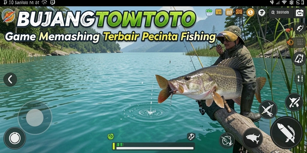 Tampilan gameplay seru dari BUJANGTOTO, menangkap ikan dengan teknik tepat.