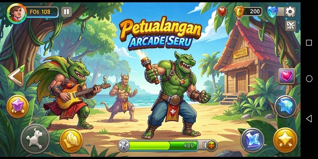 Tampilan gameplay arcade yang seru dan penuh aksi.