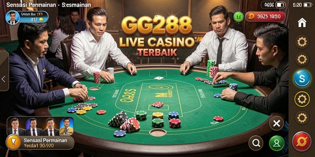Screenshot GG288 yang menampilkan gameplay Live Casino yang mengasyikkan.