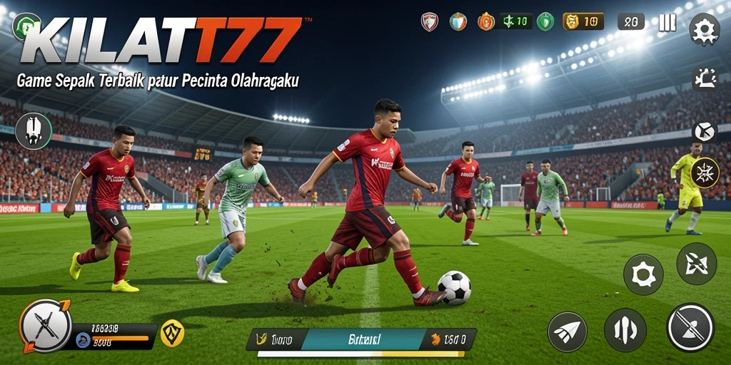 Tampilan gameplay yang menegangkan dari KILAT77 saat pertandingan sepak bola.