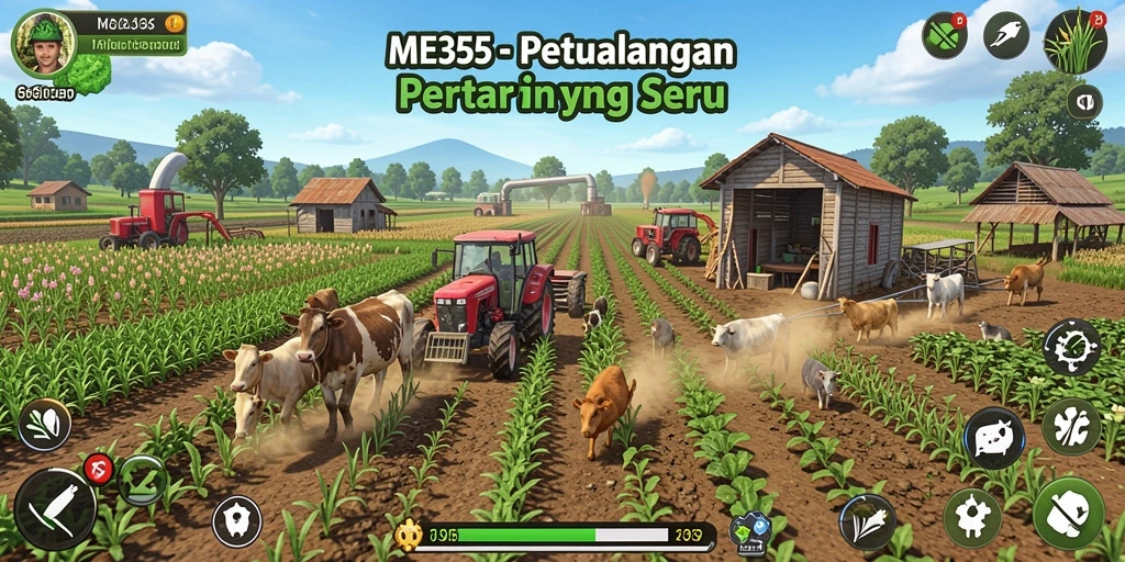 Gameplay seru dalam ME355 saat mengelola lahan pertanian.