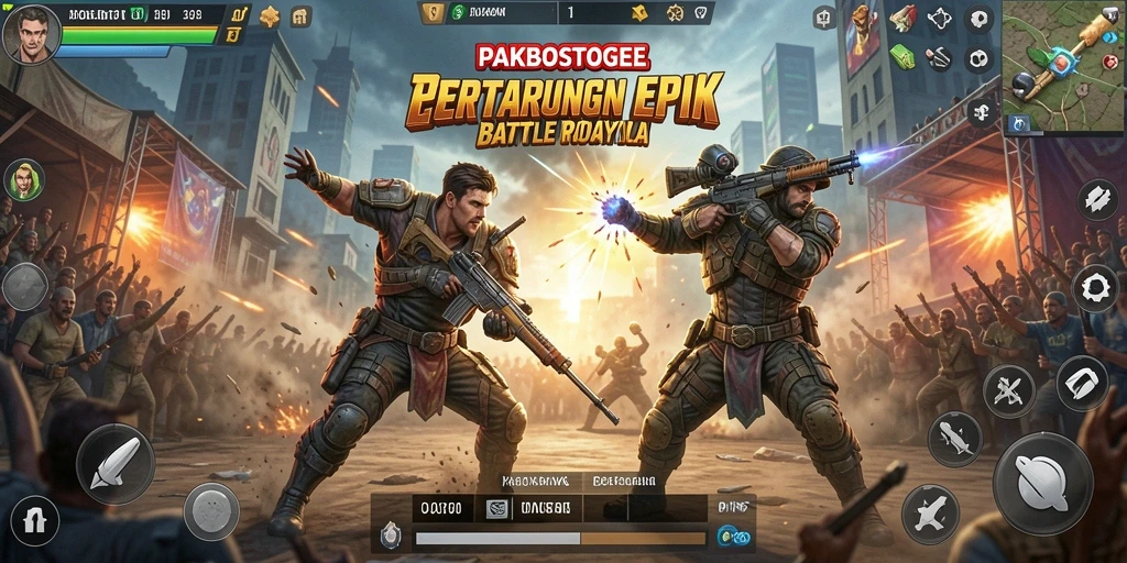Tangkapan layar permainan PAKBOSTOGEL menampilkan aksi pertempuran dinamis.