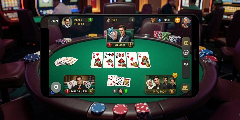 Screenshot PT89 menampilkan gameplay Poker yang mendebarkan.