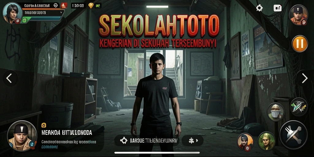 Gameplay menegangkan dalam SEKOLAHTOTO di dalam sekolah angker.